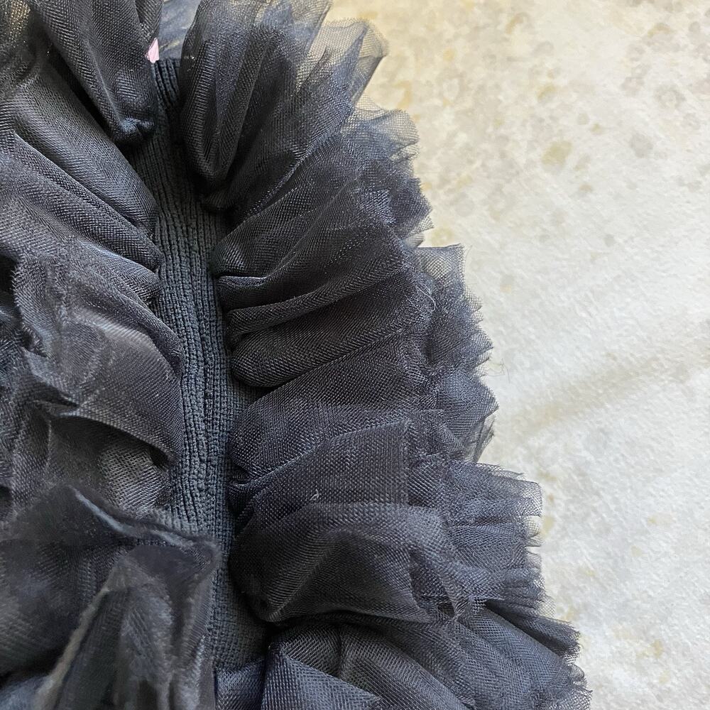 NWT Zara Small Tulle Knit Halter Top Black Ruffle Dressy Party Whimsigoth - Picture 7 of 11